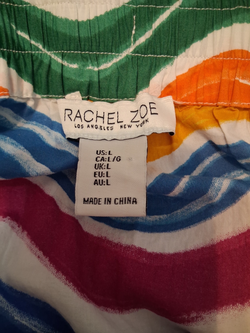 Rachel Zoe Colorful Striped Tiered Midi Skirt Cotton Boho Resort Summer Size L - Picture 5 of 11